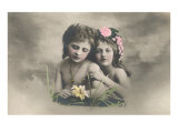 Pensive Children with Flowers