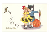 Halloween Greetings  Children with Jack O'Lantern