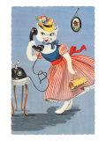 Stylish Lady Cat on Phone