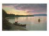 Sunset on the Lake  Canoes