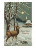 Happy New Year  Elk in Moonlight
