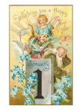 Wishing You a Happy New Year  Victorian Angel  Father Time