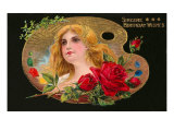 Sincere Birthday Wishes  Lady's Face on Palette