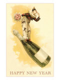 Clown with Bouquet on Champagne Bottle