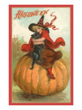 Halloween  Victorian Witch on Pumpkin