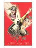 Cartoon Children with Champagne Bottles