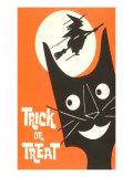 Trick or Treat  Cartoon Cat  Witch by Moon