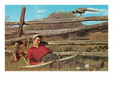 Bow Hunter Sleeping by Pheasant