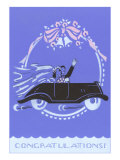 Congratulations  Bride and Groom in Car