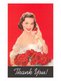Thank You  Woman on Phone with Roses