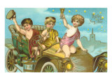 Happy New Year  Children in Old Car