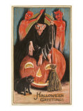 Halloween Greetings  Witch and Jack O'Lantern