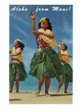 Aloha from Maui  Hula Girls on Beach