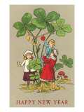 Happy New Year  Children with Giant Cloverleaf