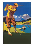 Golfer in Plus-Fours in Mountains