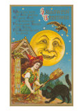 Halloween Greetings  Witch at Dormer Window