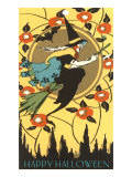 Happy Halloween  Witch on Broom