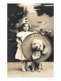 Little Girl Clown with Drum and Dog