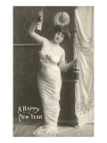 Happy New Year  Lady with Champagne
