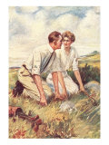 Golfing Couple Looking for Lost Ball