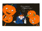 Halloween Greetings  Jack O'Lanterns and Clown