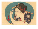 Japanese Woodblock  Lady Plucking Eyebrows