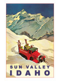 Sun Valley  Idaho  Vintage Truck with Skiers