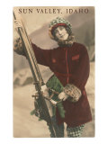 Sun Valley  Idaho  Lady Skier with Leopard Cuffs