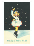 Little Ice Skating Girl in Snow