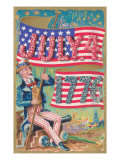 Uncle Sam with Banner and Flowers