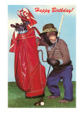 Chimpanzee with Golf Bag