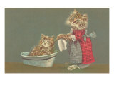 Dressed Kittens Bathing