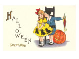 Halloween Greetings  Children with Jack O'Lantern