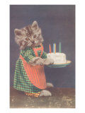 Dressed Kitten with Birthday Cake