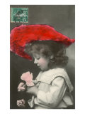 Girl with Red Hat and Rose