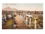 Forum in Pompeii  Vesuvius in Background
