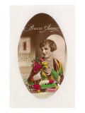 Buon Anno  Woman with Flowers