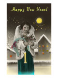 Happy New Year  Lady with Horseshoe