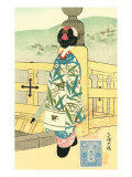Geisha walking on Bridge