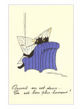 French Black Cats Reading Newspaper