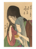 Japanese Woodblock  Two Women with Cricket Cage