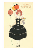Lady with Lanterns and Bouquet