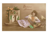 Bonne Annee  Girl with Book