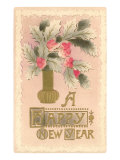 A Happy New Year  Vase of Holly