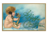 A Happy New Year  Victorian Baby with Phone