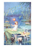 Child and Fairy on Lily Pond