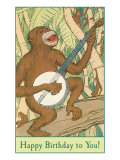 Happy Birthday  Monkey with Banjo