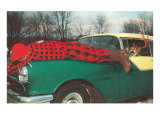 Hunter on Fender  Deer Driving Car