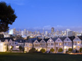 Victorian Houses with Skyline  San Francisco  California  USA