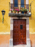 Carved Wooden Door and Balcony  San Miguel  Guanajuato State  Mexico